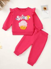 Unisex Baby Christmas Santa Towel Embroidery Red & White Striped Long Sleeve Set, Cute & Fun, Best Christmas Gift For Baby - Hot Pink - View 1