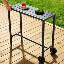 Outdoor Bar Table With Wheels & Adjustable Leveling Feet,Multipurpose High Top Bar Table,Counter Height Table,For Kitchen,Home Bar,Patio,Balcony - Black - View 4