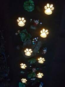 4/8PCS Solar Cat Paw Print Garden Lights, IP44 Waterproof Cute Pet Animal LED Path Lamps, Auto On Off Solar Landscape Lighting, Soft Gentle Guiding Light For Patio, Courtyard, Lawn, Sidewalk, Yard & Outdoor Decor For Pet Lovers - Warm Light - View 3