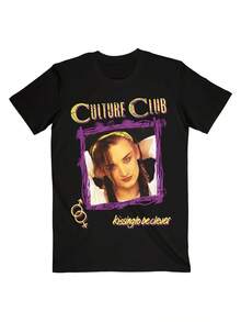 T-shirt imprimé iconique Boy George Culture Club pour hommes et femmes - T-shirt rétro unisexe convenant aux fans, col rond souple, coupe ample, lavable en machine - Noir - Voir 2