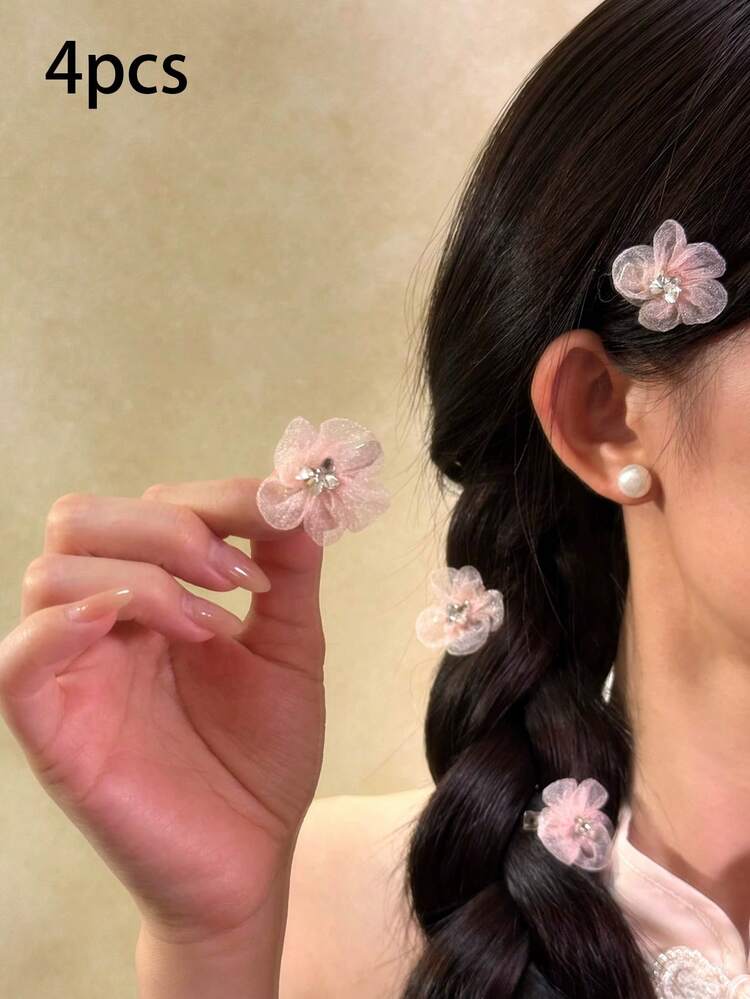 4/6/10pcs Fairy Purple Flower Hair Clips, Sweet Cute Side Clips, Forehead Bangs Clips, Vacation Hair Accessories, Ballet Style Y2K - Purple - View 14
