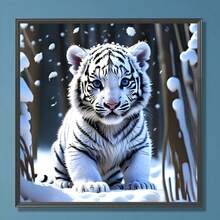D DIY Diamond Painting Frameless, Handmade Home Decor Beginner Art Kit Diamond Painting Little Tiger In Snow, Diamond Painting Set, Entry-Level Diamond Painting Art Kit. Suitable For Home Living Room, Bedroom And Office Space Wall Decoration. Also Can Be Used As Holiday Theme Creative Activity Gift, Present, Birthday Gift. Compatible With Easter, Mother's Day, Festival, Halloween, Thanksgiving, Christmas - Sets - View 3