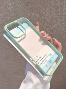 硬殼薄荷綠邊透明手機殼，適用於 iPhone 17 Pro Max/17 Pro/17/16 Pro Max/16/16 Pro/16 Plus/11/15/15 Pro/15 Pro Max/13/14 Pro Max/13 Pro/13 Pro Max/14 Pro/14 Pro Max，不泛黃壓克力材質 - 薄荷綠 - 查看 4