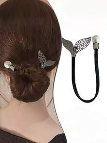 1pc Rhinestone Mermaid Tail Pearl U-Shaped Hair Stick, Anti-Slip Updo Hair Accessory For Women - Multicolor - View 1