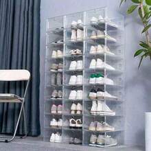 8pcs Transparent Stackable Shoe Boxes, Foldable Space-Saving Sneaker Storage Boxes, Premium Shoe Organizer - View 8