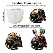 Cubulo 1 Buah Cetakan Silikon Tempat Pena Naga Lava, Cetakan Pengecoran Semen Resin Epoksi Mudah Dilepas, Organizer Penyimpanan Meja Naga Fantasi, Dekorasi Kantor Gotik, Hadiah Kerajinan Tangan DIY Liburan - Cetakan WJ092 - View 5