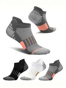 Outdoor Hiking Striped Contrast Color Sports Short Socks, Thick Cushioned Sole Anti-Blister, High Elasticity Snug Fit No Slip-Off, Breathable Anti-Bacterial Anti-Odor, Yoga Training All-Season Unisex Commute Durable Functional Sports Boat Socks - Multicolor - View 2
