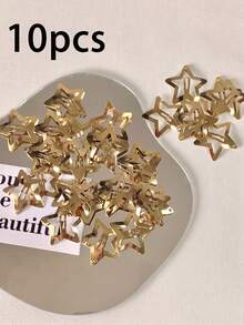 5/10/30/50pcs Colorful Shiny Star Hair Clips, Girls Hip-Hop Personalized Design Hair Accessories, Sweet Cool Fashion Party Hair Clips - Gold - View 8