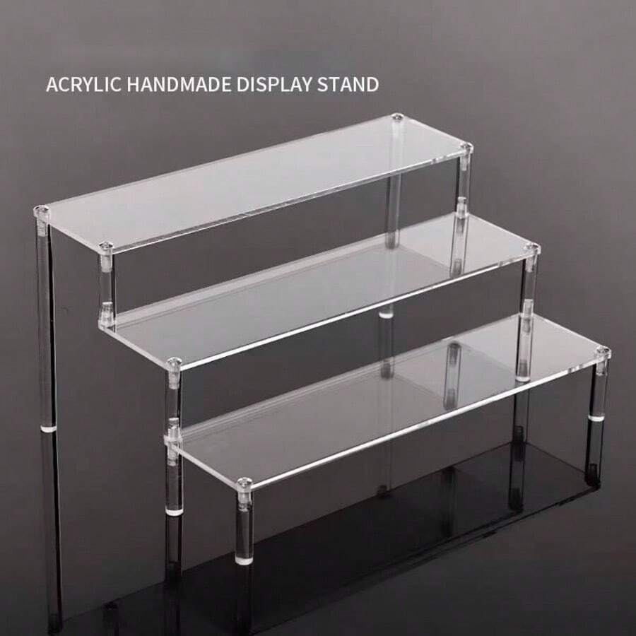 1pc Acrylic Tiered Display Stand For Action Figures, Acrylic Display Rack Storage Box, Acrylic Storage Shelf, Tiered Display Cabinet