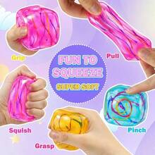 1/3pcs New Vortex Painted Ice Cube Squeeze Toy, Extra Large Transparent TPR Soft Rubber Slow Rebound Stress Relief Sensory Toy For Kids, Teens And Adults, Anxiety Relief, Perfect Birthday And Christmas Gift - Multicolor - View 4