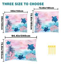 1pc 4-7ft Adult Pink-Blue Gradient Blanket, Polyester Quick-Dry Sand-Proof Picnic Mat With Stakes - Compact, Suitable For Travel, Camping, Hiking, Beach Leisure | Colorful Beach Mat | Durable Outdoor Mat, Beach Accessory - Multicolor - View 3