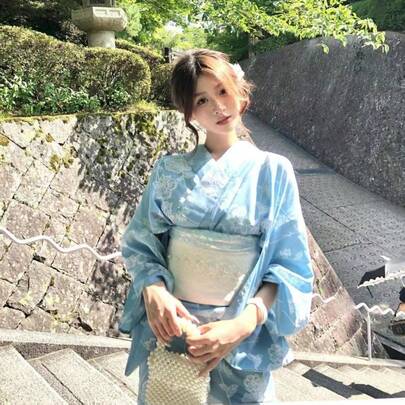 改良浴衣 ワンピース レディース 神楽風 巫女風 正装 和風 和柄 撮影会 写真映え ブルー レトロ 夏祭り 花火大会 イベントコーデ