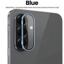 1件 適用於 Galaxy A56/A36/A26 水鑽金屬一體式鏡頭保護膜 鋼化玻璃相機保護膜 彩色/銀色/黑色/粉色/紫色/藍色/金色 鏡頭保護膜 防摔防刮 - 彩色 - 查看 6