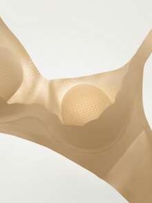 SUJIIN Women's Plus Size Jelly-Feel Comfortable Full Coverage Soft Support Push-Up Wireless Seamless Elastic Bra MX219 - Apricot - View 4