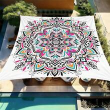 1pc Mandala Geometric Print Square Sun Shade Sail, Suitable For Yard, Pool, Villa Courtyard, Outdoor Leisure Area, Outdoor Sun Shade Sail, Beach Umbrella, Outdoor Sun Shade Cloth, Beach Canopy, Beach Tent, Patio Sun Shade, Outdoor Gazebo, Gazebo - Bohemia C - View 18