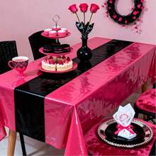 D4Pcs Hot Pink And Black Tablecloths Table Runner Waterproof Disposable Rec Table Covers For Graduation Wedding Black And Pink Birthday Decorations 51 X 86inch - Hot Pink and Black - View 7