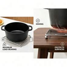 (Set) Stainless Steel Heat-Resistant Mat + Hook, Suitable For Hot Pot/Plates, Ideal For Modern Kitchens And Holidays (Back To School, Halloween, Etc.). Elegant Dining, Essential For Guests, Perfect Gift. Kitchen Necessity - View 6