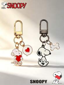 SNOOPY 2入創意可愛卡通金屬鑰匙圈 個性化卡通周邊 情侶背包裝飾吊飾 - 彩色 - 查看 3