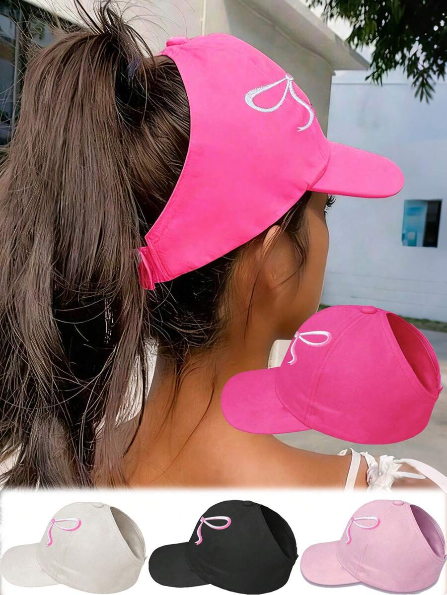 1/2 piezas Gorra de béisbol con coleta para mujer, gorra casual con moño desordenado, gorra ligera puntiaguda, gorra de sol de moda, adecuada para deportes al aire libre & uso casual diario - Gorro de pajarita - Ver 1
