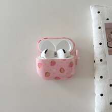 Love-Themed Pink Polka Dot Strawberry Earphone Case With Hanging Ring, Compatible With Airpods 4th Gen, Cute Earphone Cover Compatible With Apple 2nd Gen, 3rd Gen, New Protective Case With Pendant, Airpodspro 3, Korean Style Earphone Case, Pro 2, Girls Earphone Case Protective Cover - Pink - View 7