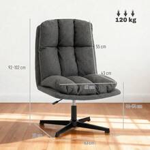 Swivel Occasional Chair, Reading Chair In Linen-Look Fabric Without Armrests, With A Wide Seat And Metal Legs, Dark Grey - Dark Grey - View 4