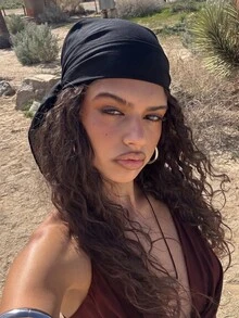 1件女款純色極簡主義方巾頭巾，多功能頭巾，適合日常使用 - 彩色 - 查看 4