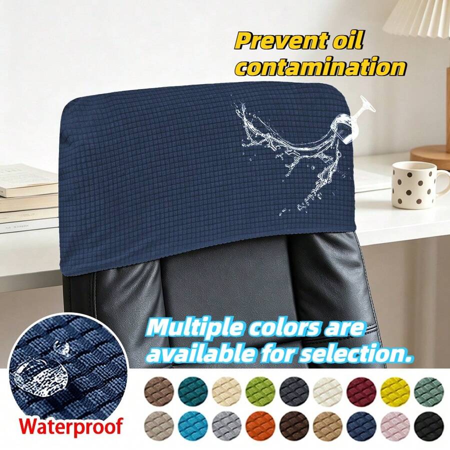 1 PC Waffle Chair Boss Headrest Cover, Replaceable, Easy To Replace, Washable, Oil-Proof, Detachable Elastic Headrest Cover For Boss Chair And Gaming Chair, Suitable For All Seasons, Multiple Colors Available, Anti-Slip Half Package - 1PC - View 1