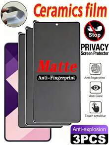 LissKas 3片裝磨砂防窺陶瓷柔性膜，防眩光、防指紋、防窺，適用於 Galaxy A57 A27 S26 S25 S24 Ultra FE / 適用於 17T 15T 14T Pro Poco / Note 13 14 14C 15C 4G 5G / 適用於 iPhone 17 Pro Max，辦公室/地鐵隱私保護，防爆、防刮、無氣泡保護膜，不支援指紋辨識，軟膜 - 黑色 - 查看 31