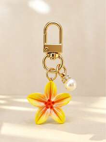 1 pieza/Multi-piezas Colgante de flor de lirio colorida para mujer con incrustación de perla falsa, llavero y adorno para bolso - Multicolor - Ver 10