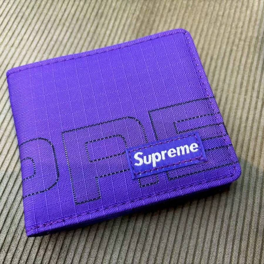 Supreme Bifold Wallet | Premium Leather Card Holder Purse | Unisex Daily Staple | Iconic Box Logo Pocket Accessory | Luxury Streetwear Gear - Purple - View 1