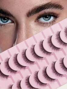 10 Pairs Natural False Eyelashes – Fluffy Soft 3D Real-Look 5–10mm Lash Extensions, Lightweight Everyday Wear Lashes For Beginners, Easy To Apply Strip Lashes For Light Makeup And Daily Use - View 7