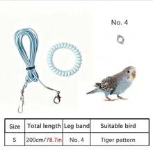 Soft Elastic Bird Flying Training Leash With Anti-Lost Foot Ring, Adjustable Lightweight Parrot Harness Rope With Coil Wrist Band, Outdoor Training Walking Lead For Small Medium Birds Cockatiel Budgie Conure - 1pc Training Hoop - View 3