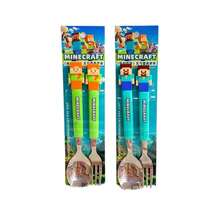 Minecraft 2pcs Standard Size Non-Slip Portable Reusable Set, Retro Pixel Game Character Pattern, Straight Handle Decorative Tableware, Back To School Daily Home Meals Travel Picnic Game Theme Party Supplies - Multicolor - View 8