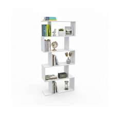 Baroni Home Libreria di Design Moderna, Scaffale Verticale a Zig Zag, Scaffale Porta Libri per Soggiorno Camera Ufficio, Montaggio Facile, 24x70x159 cm, 5 Ripiani Bianco - 5 ripiani - Visualizzare 1