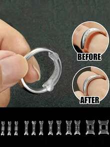 12 piezas/Set Ajustadores de Anillo de Resina, Almohadillas Invisibles de Tamaño de Anillo, Medidores de Anillo para Varios Tamaños de Dedos, Protectores de Anillo Cómodos, Sujetadores Transparentes, Herramientas de Ajuste, Se Adapta a Anillos Sueltos, Funciona con Cualquier Tamaño de Anillo, Perfecto para Mujeres - Multicolor - Ver 10