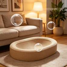 Tabla de arañazos ovalada para gatos con cama para gatos y cuerda para arañar, suministros para gatos de interior, estera de descanso para gatos - Unitalla - Ver 3