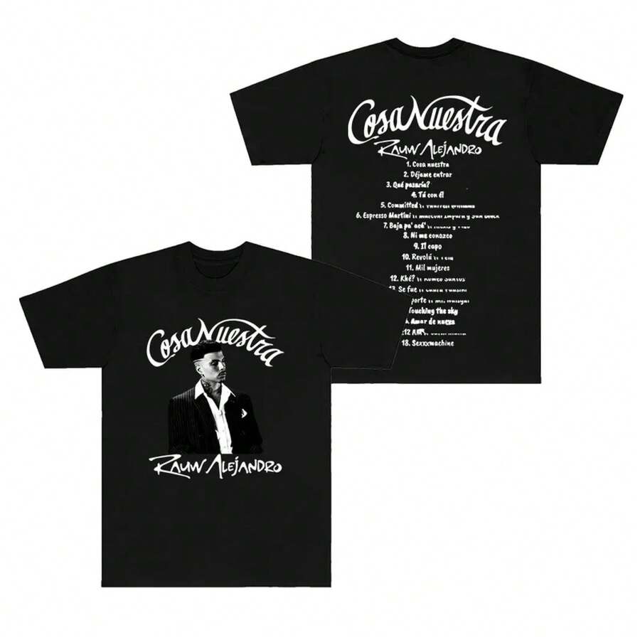 Rauw Alejandro Cosa Nuestra 2026 T-Shirts, T-Shirt With The Song List, Cosplay, Fashion For Men And Women, Short-Sleeve T-Shirt - Color 2 - View 1