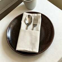 1/2/6pcs Ins Style Minimalist British Style Solid Color Fine Striped Fabric Placemats Napkins Decorative Pads For Kitchen Living Room, Suitable For Festivals And Weddings - Multicolor - View 1