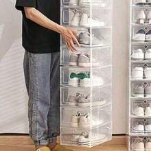 8pcs Transparent Stackable Shoe Boxes, Foldable Space-Saving Sneaker Storage Boxes, Premium Shoe Organizer - View 3