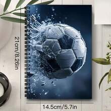 1pc Dynamic Soccer Splash Art A5 Spiral Notebook, A5 Size, 50 Sheets, Student Classroom Notes, Office Meeting Records, Portable Planner And Diary Notebook, Suitable For Professionals, Students - Autumn Semester Essential School Supplies - C - View 9