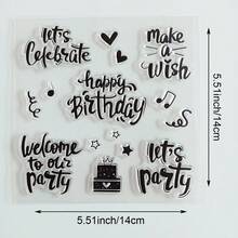 Birthday Party Clear Silicone Stamps Set, Happy Birthday Cake Balloon Gift Animal Transparent Rubber Stamps For DIY Scrapbooking, Card Making, Journaling, Photo Album Decor, Handmade Greeting Card Craft Supplies - Birthday - View 15