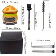 Cute Mushroom Zinc Alloy Metal Spice Grinder, 4 Layers Tobacco Grinder, Portable Stylish Wood Like Spice Grinder, Come With Cleaning Brush, Cone Holder Tubes, 5-In-1 Gift For Women Men - 彩色 - 查看 7