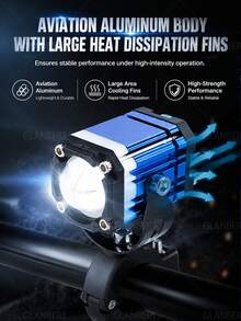 GLANBERT 12-80V 摩托車輔助頭燈 LED 聚光燈，額外聚光燈，通用於電動摩托車/自行車 - 對裝+開關 - 查看 10