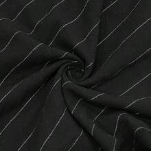 1件男士夏季休閒條紋襯衫，黑色亞麻混紡短袖鈕扣上衣，適合夏季海灘度假、日常通勤與週末街頭穿搭，男士百搭條紋襯衫，男士必備時尚單品，實用男士禮物 - 黑色 - 查看 6