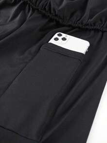 1pc Men's Summer 2-In-1 Sports Shorts, Fitness Shorts, Running Anti-Chafe Lined Shorts Set - Black - View 8