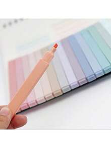 6/12 Pcs Set Kawaii Macaron Highlighters Soft Pastel Color No Bleed Marker Pens Cute Aesthetic Journaling Stationery Back To School Gift For Girls - Sets - View 4