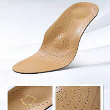 1 Pair Arch Support Insoles, PU Breathable Wear-Resistant Non-Collapsing Arch Support Insoles, Comfortable Foot Support - Faux Leather Brown - View 3