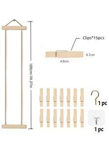 1/18pcs Wood Photo Hanging Rope With Wooden Clips, Multi-Photo Display Rack, No Drilling Required, Space-Saving For Dorm, Bedroom, Desk, And Wall Decoration - Multicolor - View 12
