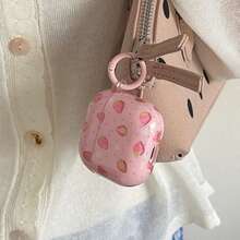 Love-Themed Pink Polka Dot Strawberry Earphone Case With Hanging Ring, Compatible With Airpods 4th Gen, Cute Earphone Cover Compatible With Apple 2nd Gen, 3rd Gen, New Protective Case With Pendant, Airpodspro 3, Korean Style Earphone Case, Pro 2, Girls Earphone Case Protective Cover - Pink - View 6