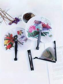 10pcs/5pcs Portable Folding Paper Fans, Traditional Chinese Style Painted Paper Fans, Suitable For Weddings, Birthdays, Dance Performances, Photography Props, Random Colors - A - View 6
